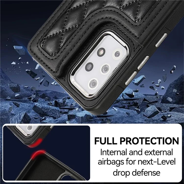 For Samsung Galaxy A53 5G Card Holder Case RFID Blocking Ring Kickstand Cover with Shoulder Strap