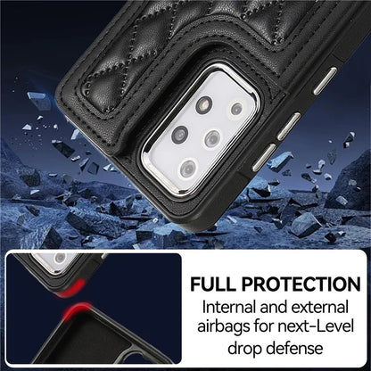 For Samsung Galaxy A53 5G Card Holder Case RFID Blocking Ring Kickstand Cover with Shoulder Strap