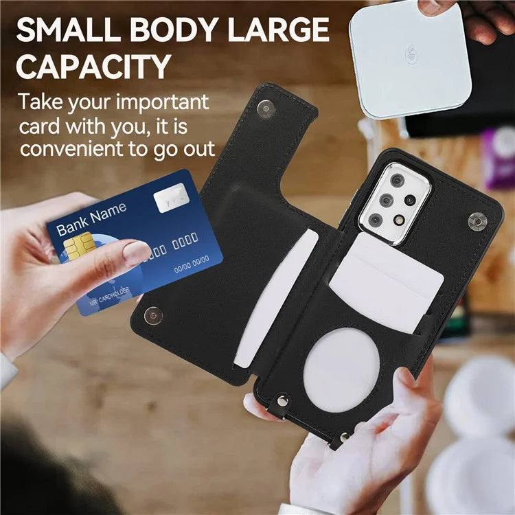 For Samsung Galaxy A52 4G / A52 5G / A52s 5G Case Card Slots PU Leather+TPU Cover with Long Strap