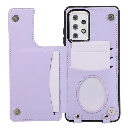 For Samsung Galaxy A52 4G / A52 5G / A52s 5G Case Card Slots PU Leather+TPU Cover with Long Strap