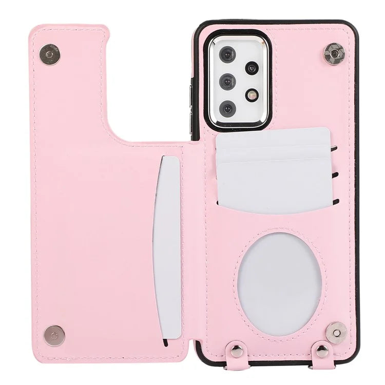 For Samsung Galaxy A52 4G / A52 5G / A52s 5G Case Card Slots PU Leather+TPU Cover with Long Strap
