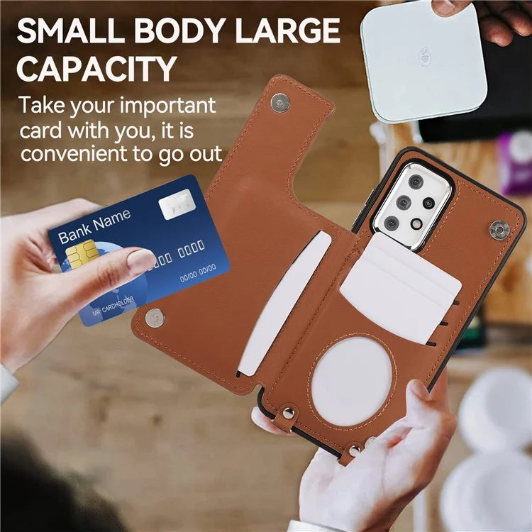 For Samsung Galaxy A52 4G / A52 5G / A52s 5G Case Card Slots PU Leather+TPU Cover with Long Strap