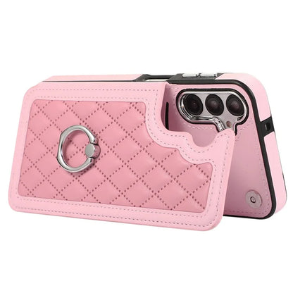 For Samsung Galaxy S23 FE Case RFID Blocking Card Holder Ring Kickstand Cover with Shoulder Strap