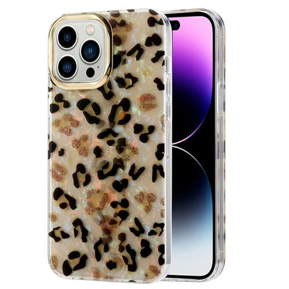 For iPhone 14 Pro Case IMD Pattern PC+TPU Phone Cover with Electroplating Lens Frame