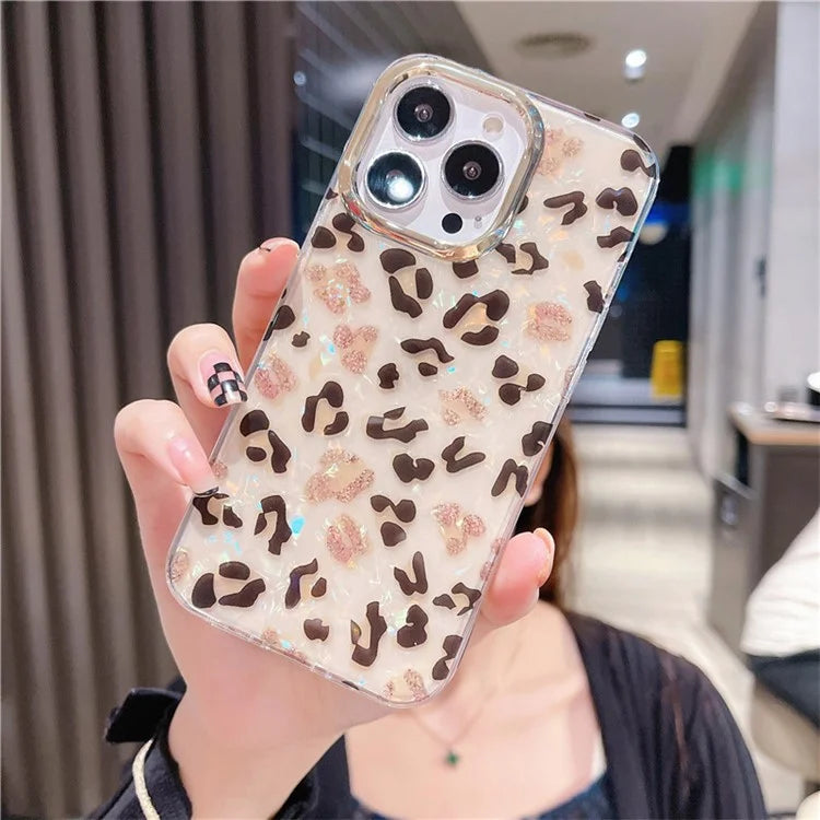 For iPhone 14 Pro Case IMD Pattern PC+TPU Phone Cover with Electroplating Lens Frame