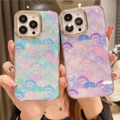 For iPhone 14 Pro Case IMD Pattern PC+TPU Phone Cover with Electroplating Lens Frame