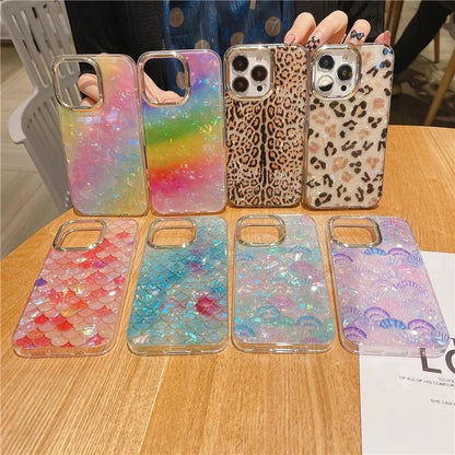 For iPhone 14 Pro Case IMD Pattern PC+TPU Phone Cover with Electroplating Lens Frame