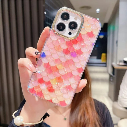 For iPhone 14 Pro Case IMD Pattern PC+TPU Phone Cover with Electroplating Lens Frame