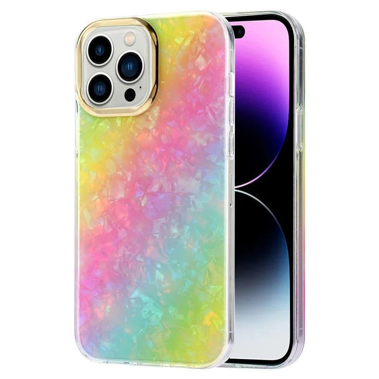 For iPhone 15 Pro Max Protective Case IMD PC+TPU Cover with Electroplating Lens Frame