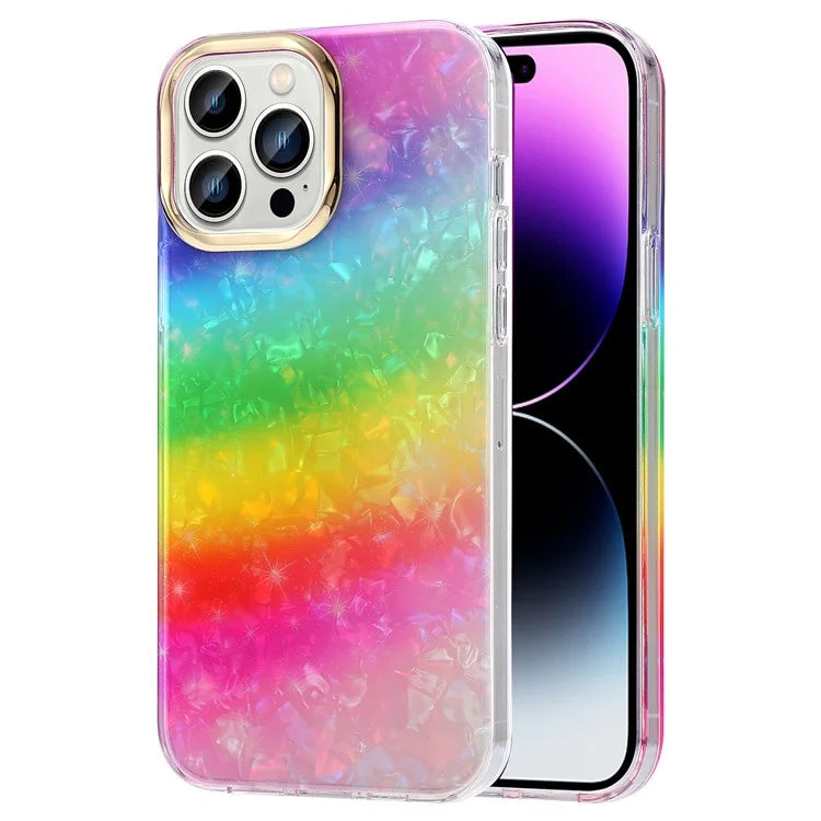 For iPhone 15 Pro Max Protective Case IMD PC+TPU Cover with Electroplating Lens Frame