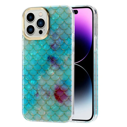 For iPhone 15 Pro Max Protective Case IMD PC+TPU Cover with Electroplating Lens Frame