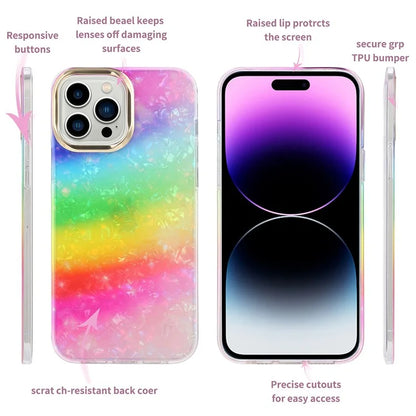 For iPhone 15 Pro IMD Case Anti-Scratch PC+TPU Phone Cover with Electroplating Lens Frame