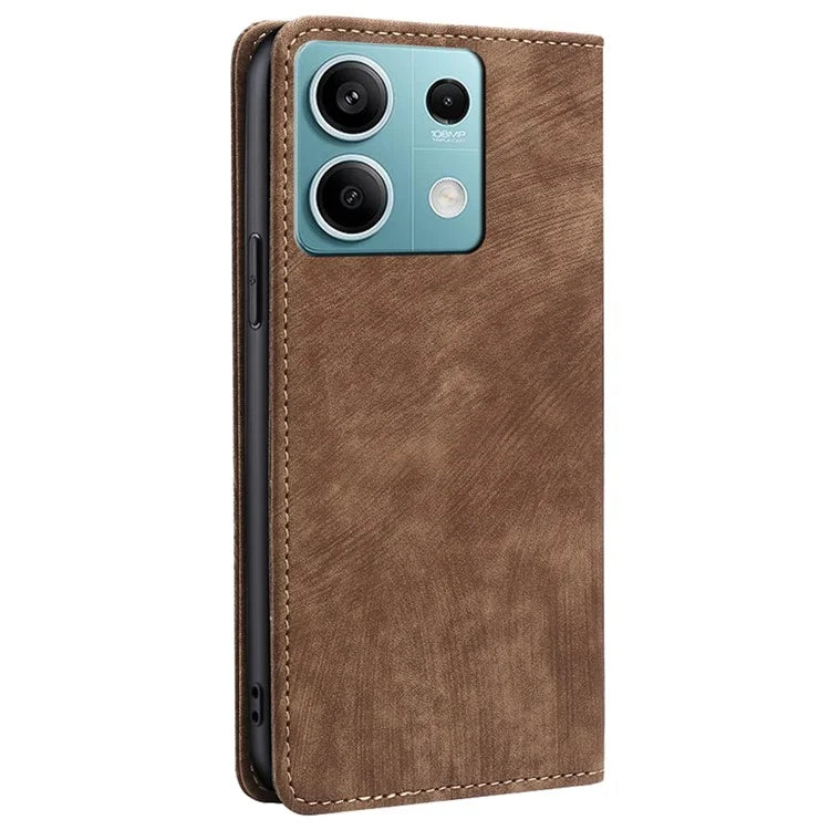 For Xiaomi Redmi Note 13 4G Phone Stand Case RFID Blocking Wallet PU Leather Phone Cover