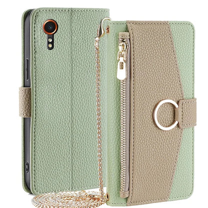 For Samsung Galaxy Xcover7 Phone Case Crossbody Zipper Wallet Cover with Makeup Mirror