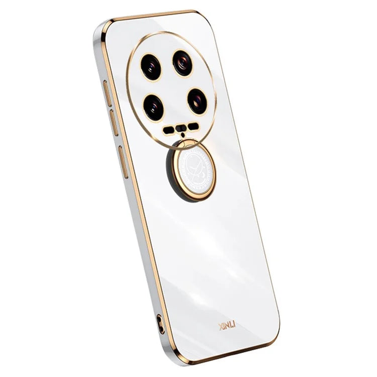 XINLI For Xiaomi 14 Ultra TPU Case Electroplating Phone Cover with Ring Holder Kickstand