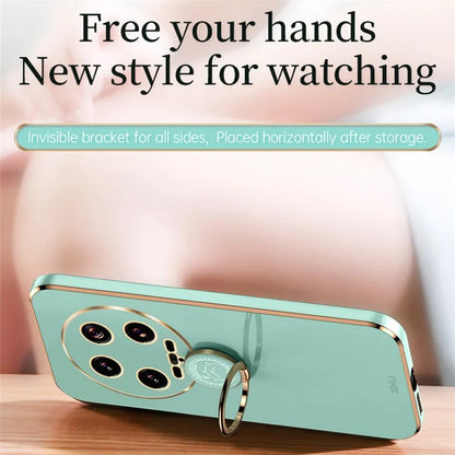 XINLI For Xiaomi 14 Ultra TPU Case Electroplating Phone Cover with Ring Holder Kickstand