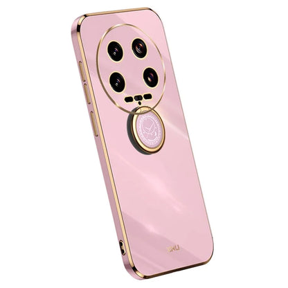 XINLI For Xiaomi 14 Ultra TPU Case Electroplating Phone Cover with Ring Holder Kickstand