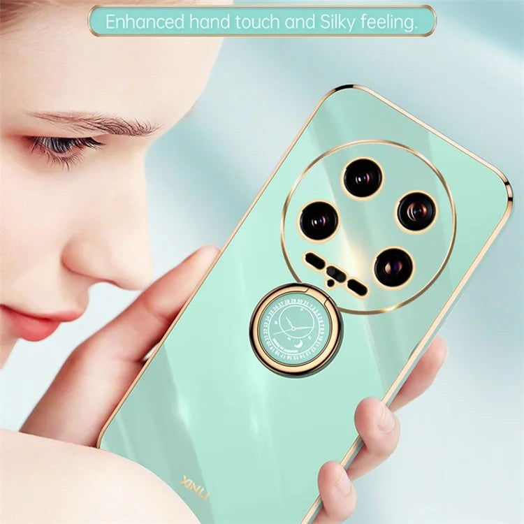 XINLI For Xiaomi 14 Ultra TPU Case Electroplating Phone Cover with Ring Holder Kickstand