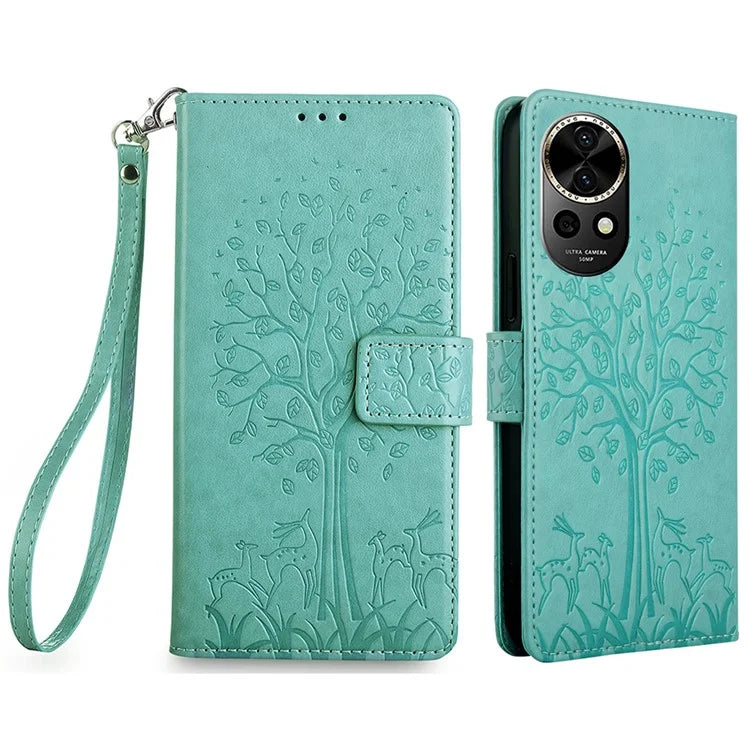 For Huawei nova 12 5G Case Deer Tree Imprinted PU Leather Flip Wallet Phone Cover