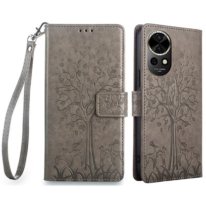 For Huawei nova 12 5G Case Deer Tree Imprinted PU Leather Flip Wallet Phone Cover