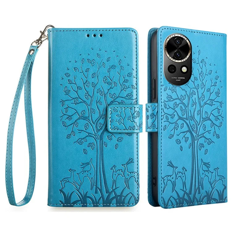 For Huawei nova 12 5G Case Deer Tree Imprinted PU Leather Flip Wallet Phone Cover