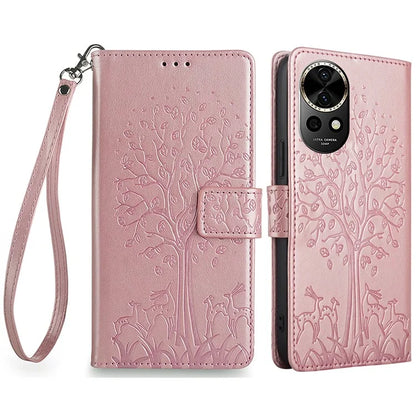 For Huawei nova 12 5G Case Deer Tree Imprinted PU Leather Flip Wallet Phone Cover
