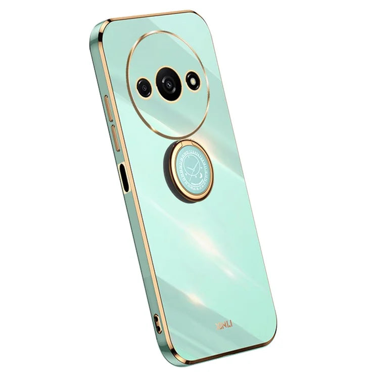 XINLI For Xiaomi Redmi A3 / Poco C61 4G Electroplating Case Ring Holder Kickstand Soft TPU Cover