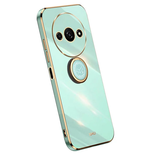XINLI For Xiaomi Redmi A3 / Poco C61 4G Electroplating Case Ring Holder Kickstand Soft TPU Cover