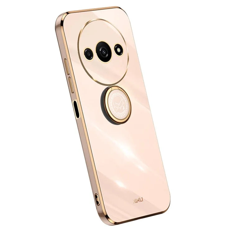 XINLI For Xiaomi Redmi A3 / Poco C61 4G Electroplating Case Ring Holder Kickstand Soft TPU Cover