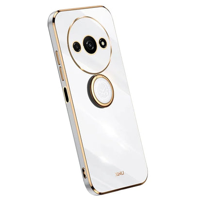 XINLI For Xiaomi Redmi A3 / Poco C61 4G Electroplating Case Ring Holder Kickstand Soft TPU Cover