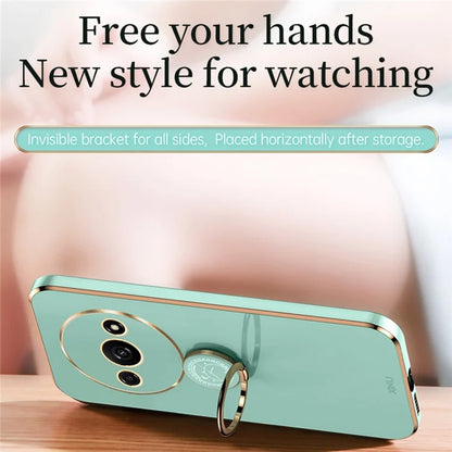 XINLI For Xiaomi Redmi A3 / Poco C61 4G Electroplating Case Ring Holder Kickstand Soft TPU Cover