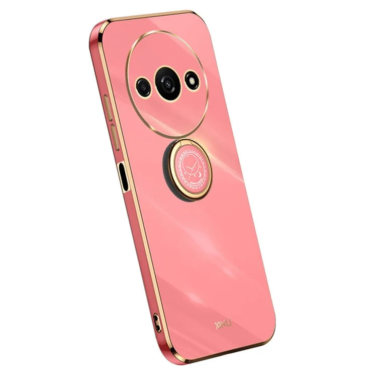 XINLI For Xiaomi Redmi A3 / Poco C61 4G Electroplating Case Ring Holder Kickstand Soft TPU Cover