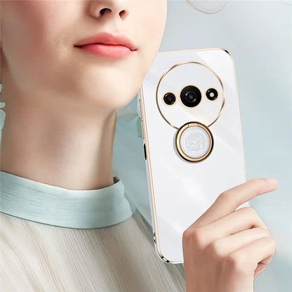 XINLI For Xiaomi Redmi A3 / Poco C61 4G Electroplating Case Ring Holder Kickstand Soft TPU Cover