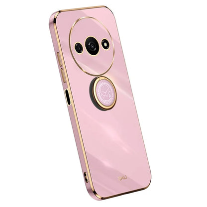 XINLI For Xiaomi Redmi A3 / Poco C61 4G Electroplating Case Ring Holder Kickstand Soft TPU Cover