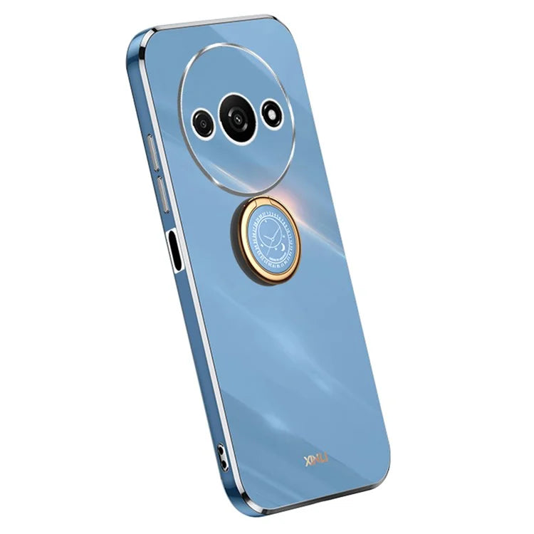 XINLI For Xiaomi Redmi A3 / Poco C61 4G Electroplating Case Ring Holder Kickstand Soft TPU Cover