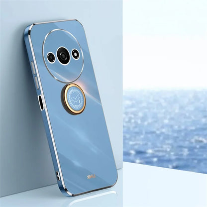 XINLI For Xiaomi Redmi A3 / Poco C61 4G Electroplating Case Ring Holder Kickstand Soft TPU Cover