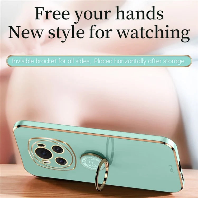 XINLI For Honor Magic6 5G TPU Case Ring Kickstand Electroplating Phone Back Protector