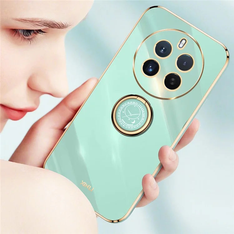 XINLI For Realme 12 Pro 5G / 12 Pro+ 5G Kickstand Case TPU Electroplating Back Phone Cover