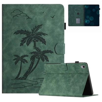 For iPad mini (2021) Smart Case PU Leather Coconut Tree Imprinted Tablet Cover with Card Holder