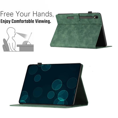 For Samsung Galaxy Tab S9 (X710 X716B X718U) / S9 FE (X510 / X516B) Card Holder Case Coconut Tree Imprinted Leather Tablet Cover