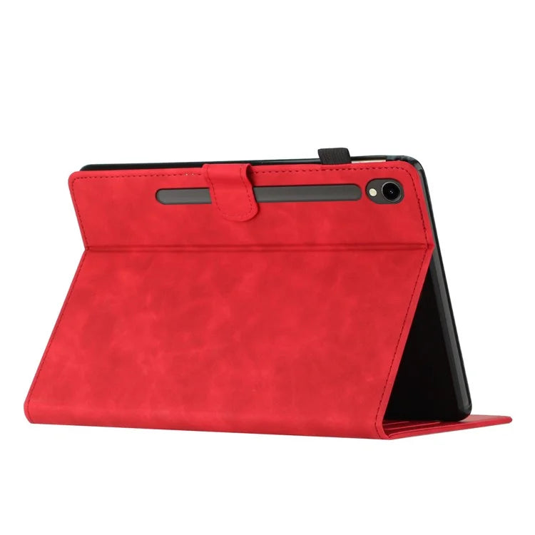 For Samsung Galaxy Tab S9 (X710 X716B X718U) / S9 FE (X510 / X516B) Card Holder Case Coconut Tree Imprinted Leather Tablet Cover
