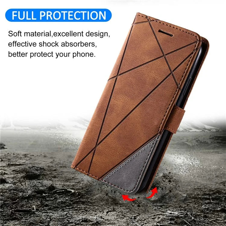 For Samsung Galaxy A04e 4G / F04 4G / M04 4G Case Leather Splicing Design Stand Phone Cover