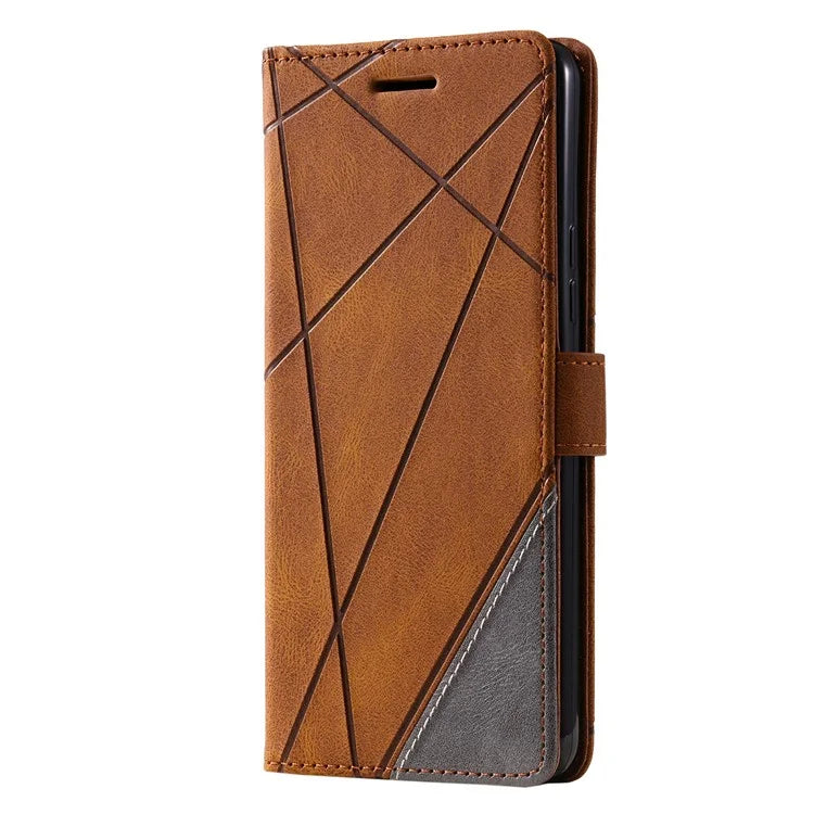 For Samsung Galaxy A04e 4G / F04 4G / M04 4G Case Leather Splicing Design Stand Phone Cover