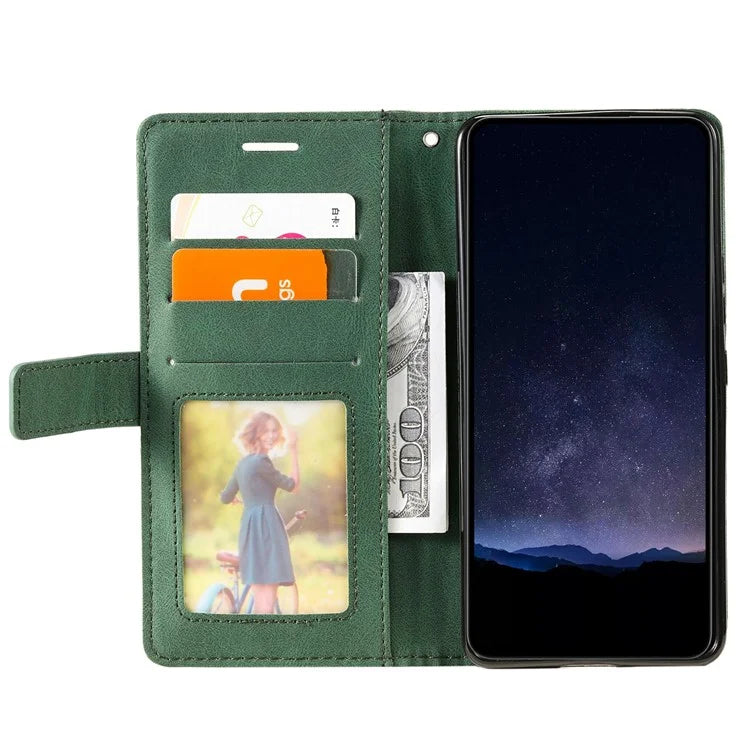 For Samsung Galaxy A04e 4G / F04 4G / M04 4G Case Leather Splicing Design Stand Phone Cover