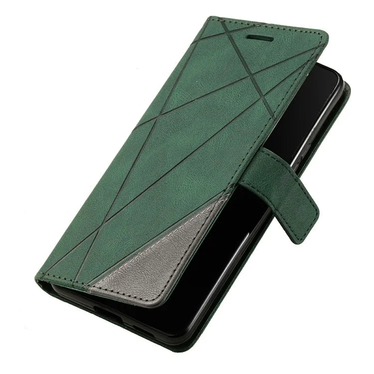 For Samsung Galaxy A04e 4G / F04 4G / M04 4G Case Leather Splicing Design Stand Phone Cover