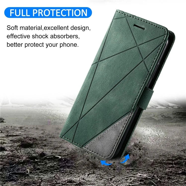 For Samsung Galaxy A04e 4G / F04 4G / M04 4G Case Leather Splicing Design Stand Phone Cover