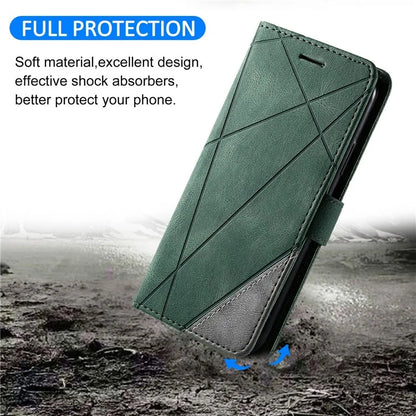 For Samsung Galaxy A04e 4G / F04 4G / M04 4G Case Leather Splicing Design Stand Phone Cover