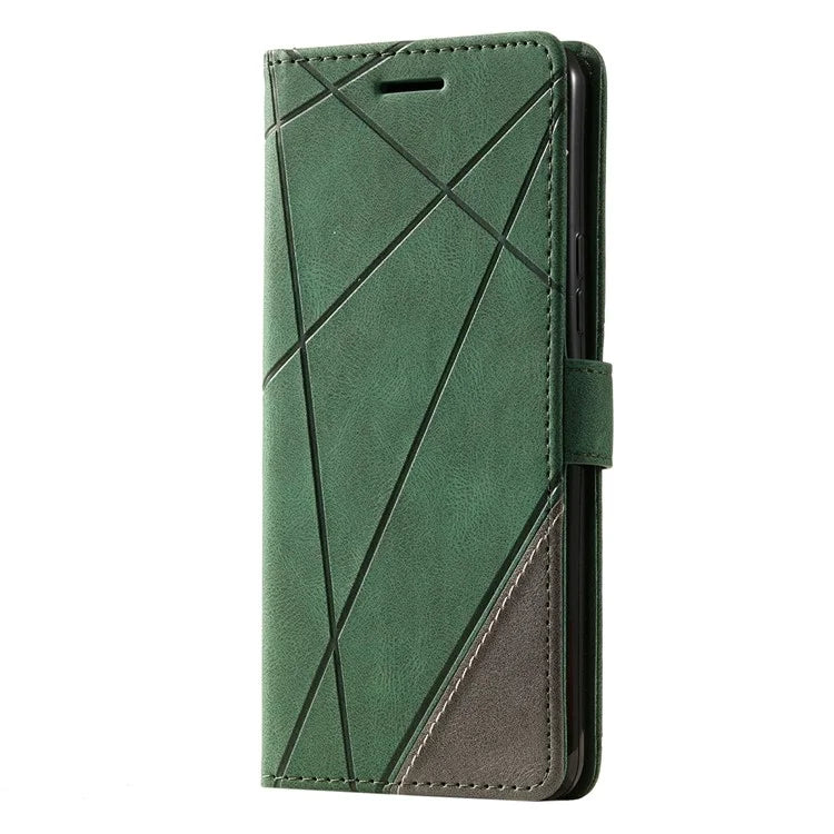 For Samsung Galaxy A04e 4G / F04 4G / M04 4G Case Leather Splicing Design Stand Phone Cover