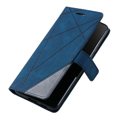 For Samsung Galaxy A04e 4G / F04 4G / M04 4G Case Leather Splicing Design Stand Phone Cover