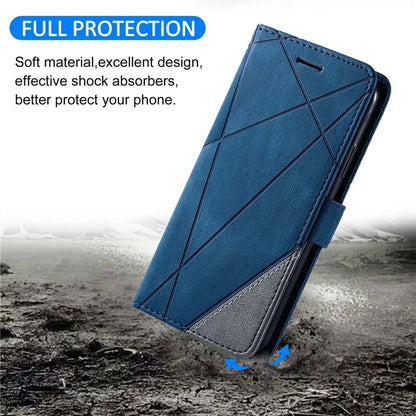 For Samsung Galaxy A04e 4G / F04 4G / M04 4G Case Leather Splicing Design Stand Phone Cover